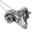 ebay Amazon Hot Sale Men's Titanium Steel Stainless Steel Jewelry Silver Jewelry Retro Devil Sheep Head Pendant Necklace